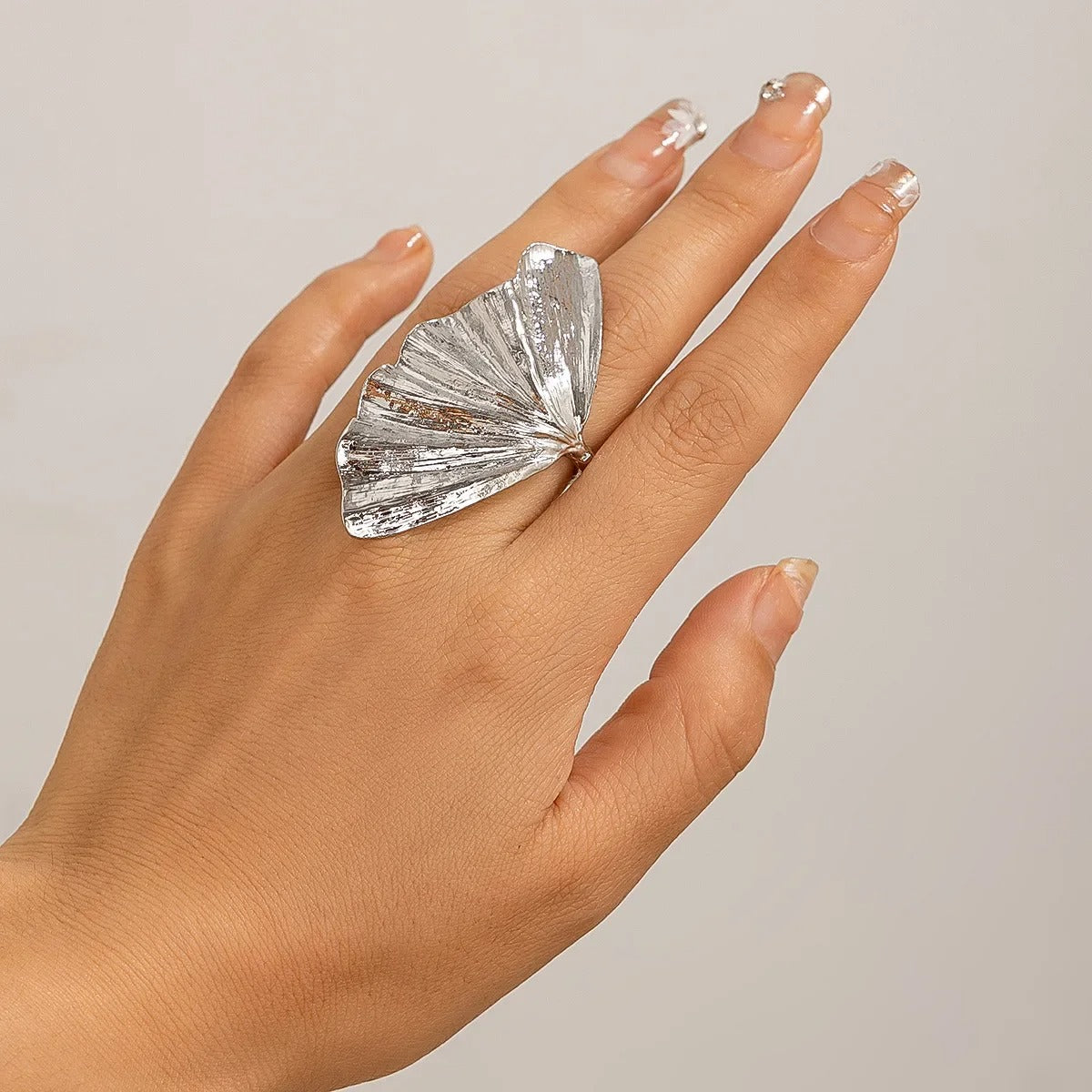 Dainty Pleated Leaf Ring