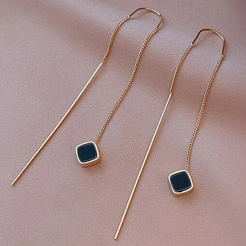 Black Square Drop Earring