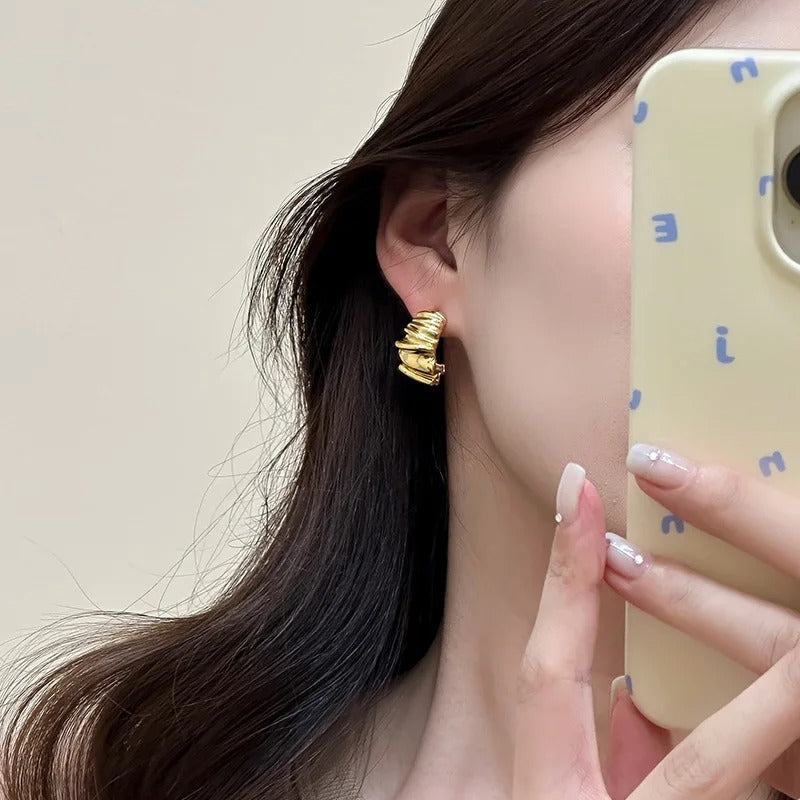 Wavy Ripple Stud Earrings