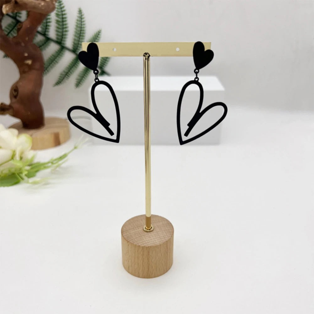 Hollow Love Heart Tassel Earrings