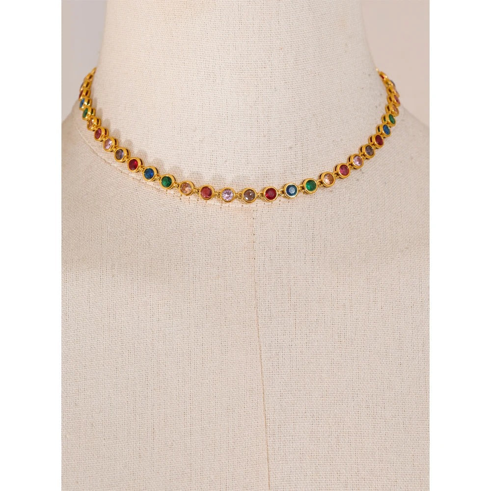 Colorful Circles Necklace and Bracelet Set