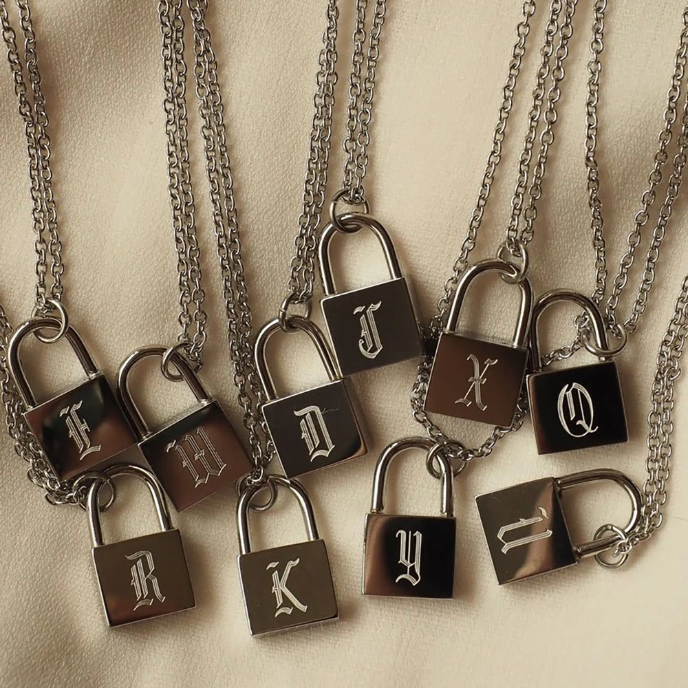 Lock Letter Initial Necklace