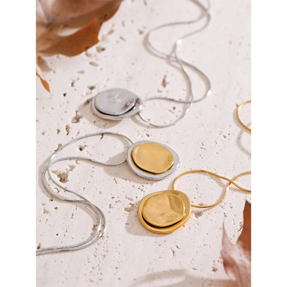 Double Flat Pebble Necklace