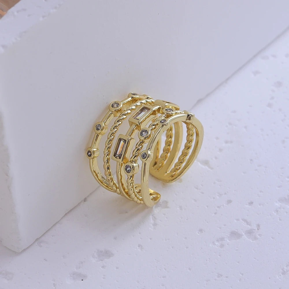 18k Hollow Inlaid Sun Ring