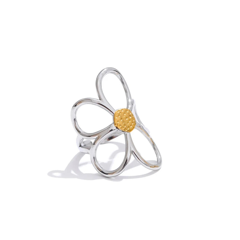 Dainty Adjustable Hollow Flower Ring