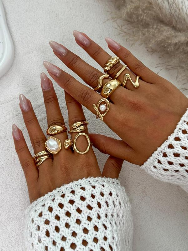 11pc Dainty Irregular Stacking Rings Set