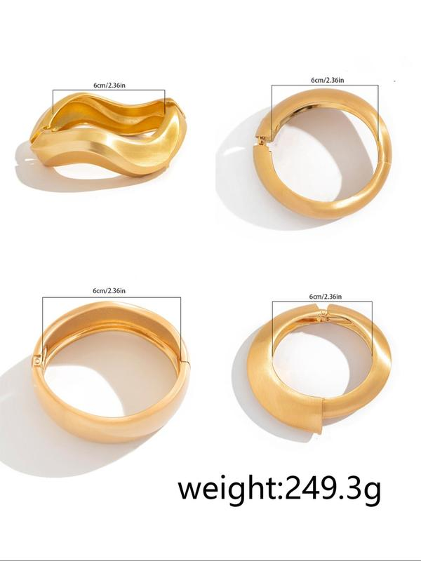4pc Wavy Cuff Bracelet Set