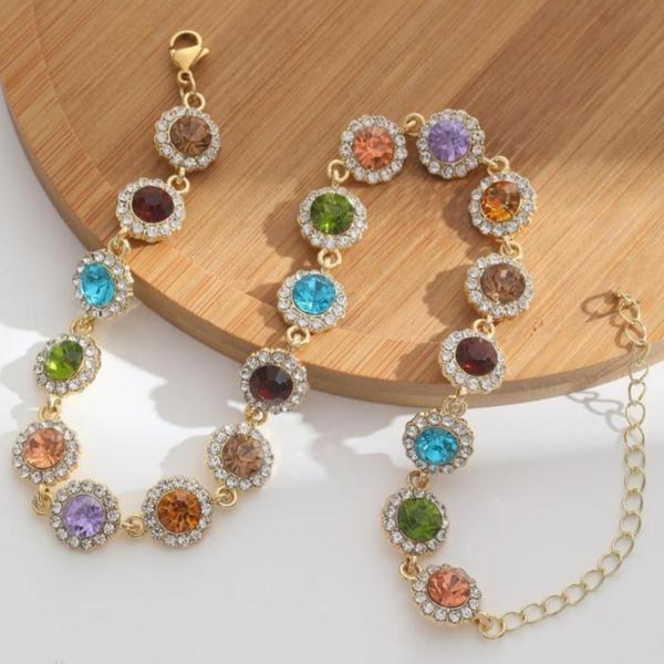 Colorful Circles Necklace And Bracelet Set
