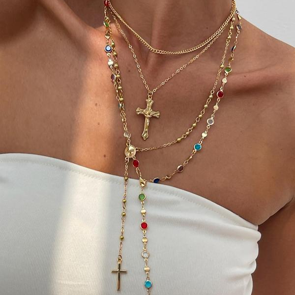 4pc Cross Layered Necklaces