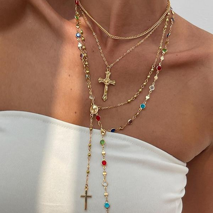 4pc Cross Layered Necklaces