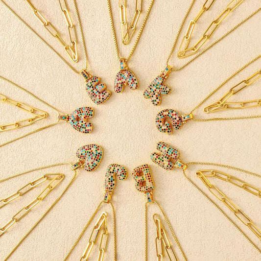 2pc Initial Bubble Necklace Set