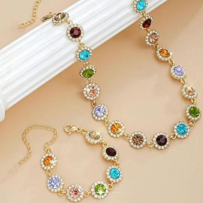 Colorful Circles Necklace And Bracelet Set