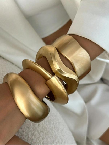 4pc Wavy Cuff Bracelet Set