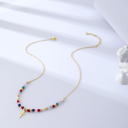 Colorful Beaded Cross Necklace