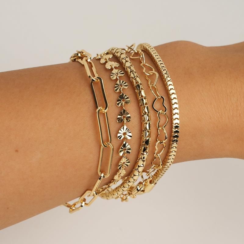 5pc Thin Dainty Stackable Bracelets
