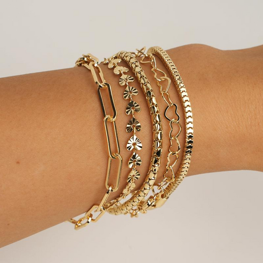 5pc Thin Dainty Stackable Bracelets