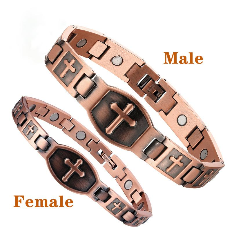 Couple Cross Magnetic Copper Bracelet