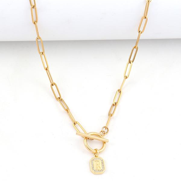 Initial Block Toggle Necklace