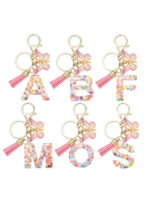 Letter and Butterfly Keychain
