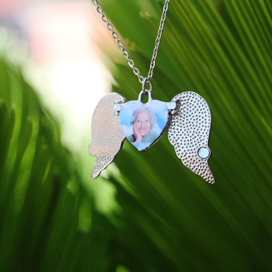Personalized Angel Wing Photo Necklace