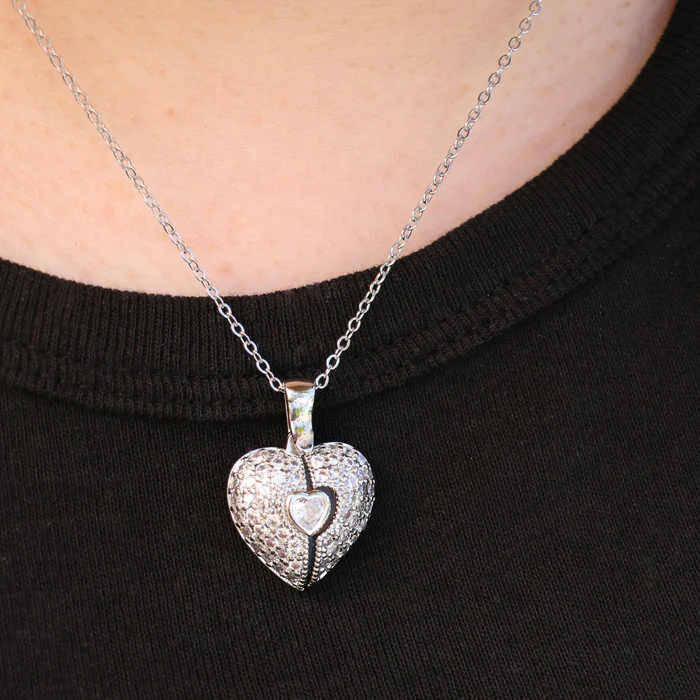 Personalized Heart Treasure Chest Necklace