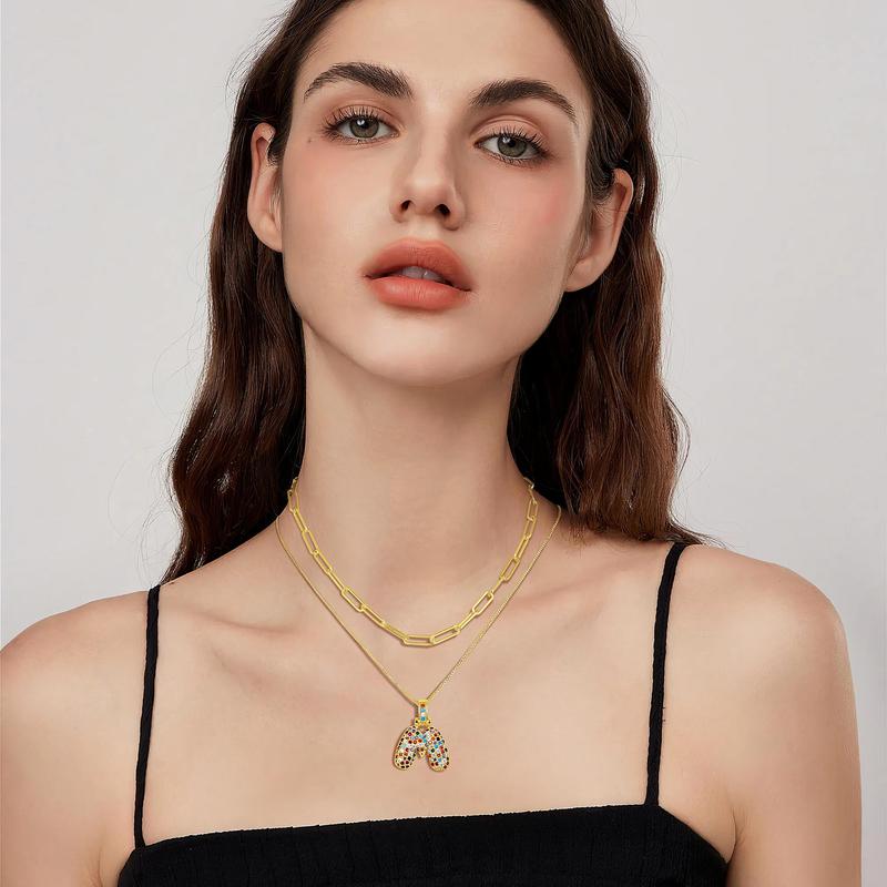 2pc Initial Bubble Necklace Set
