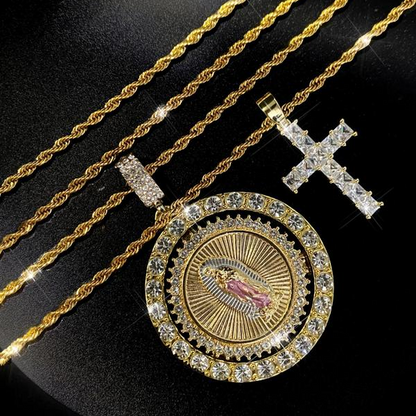 2pc Virgin Marry Cross Necklace Set