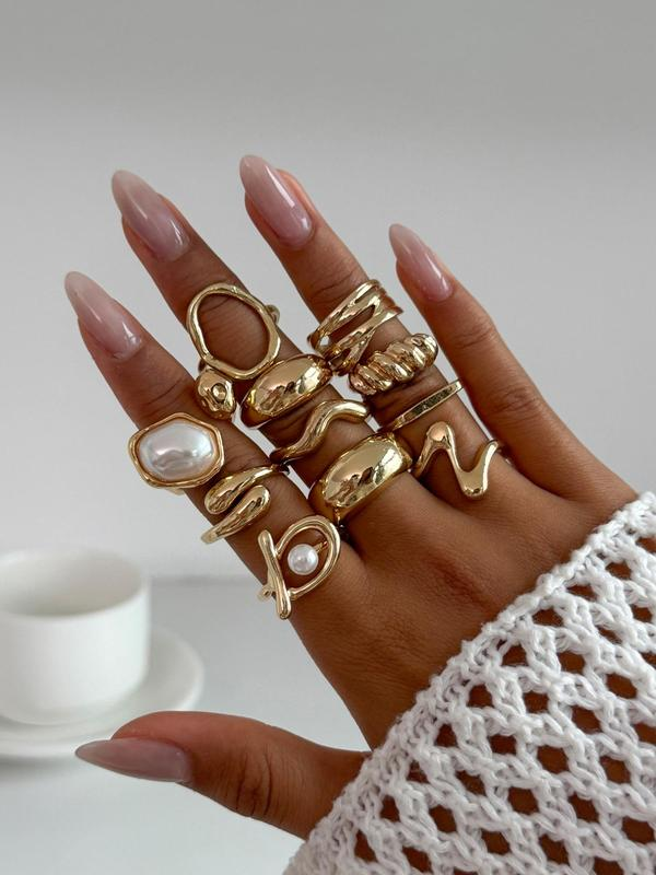11pc Dainty Irregular Stacking Rings Set