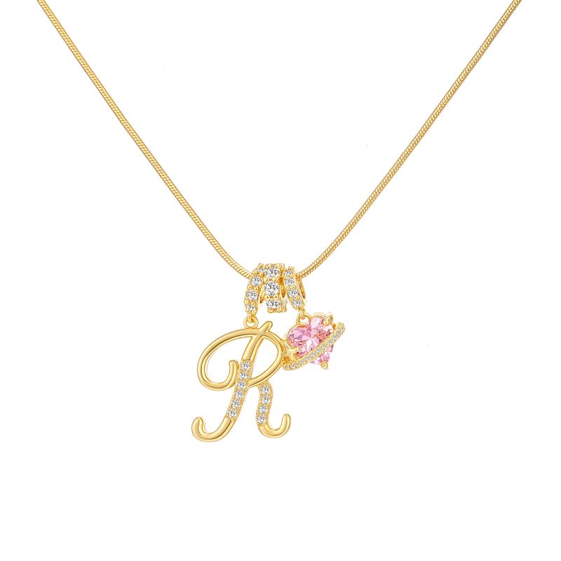 14k Initial Heart Charm Necklace