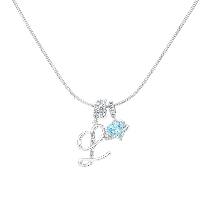 14k Initial Heart Charm Necklace