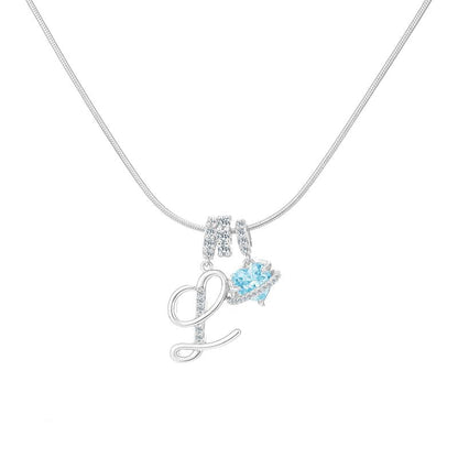 14k Initial Heart Charm Necklace