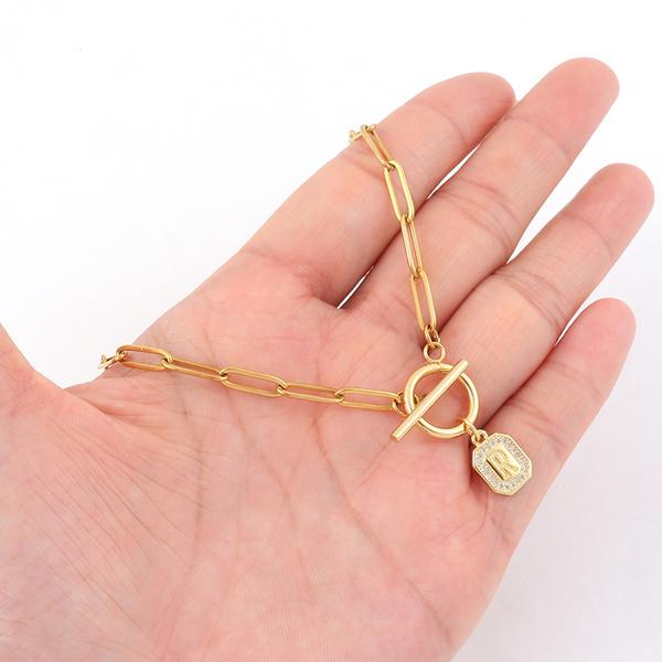 Initial Block Toggle Necklace