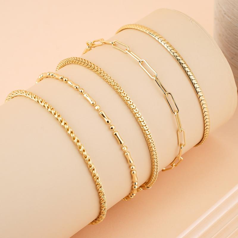 5pc Thin Dainty Stackable Bracelets
