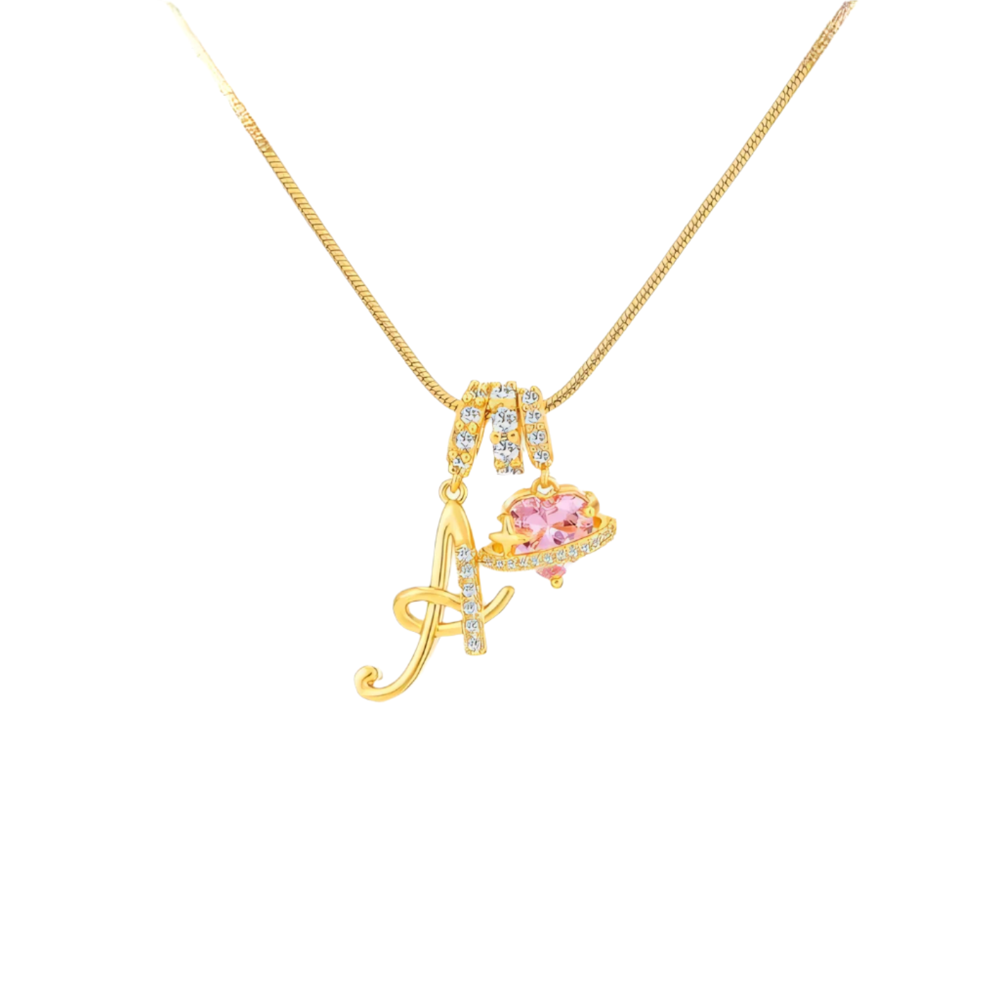 14k Initial Heart Charm Necklace