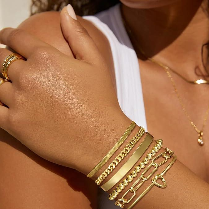 6pc 14k Bracelet Set