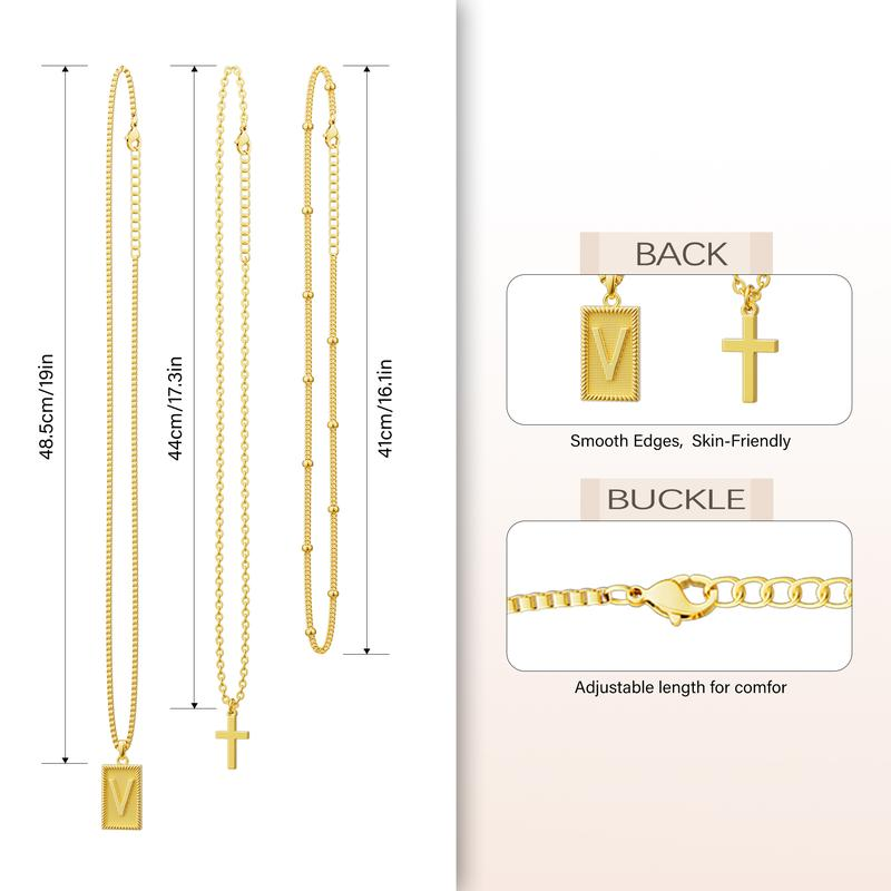 3pc Letter Cross Necklace Set