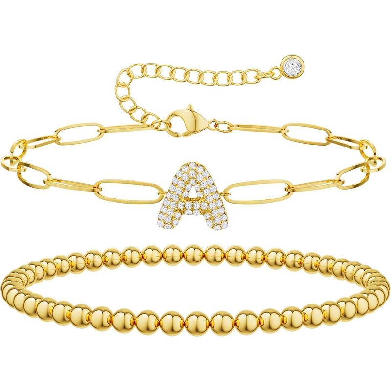 2pc Initial Bubble Bracelet Set
