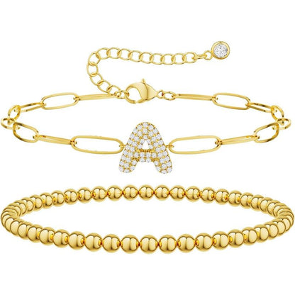 2pc Initial Bubble Bracelet Set