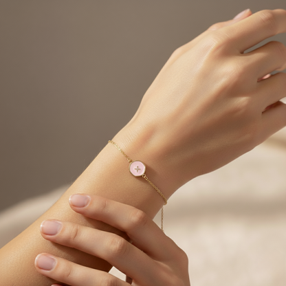 18k Dainty Cross Bracelet