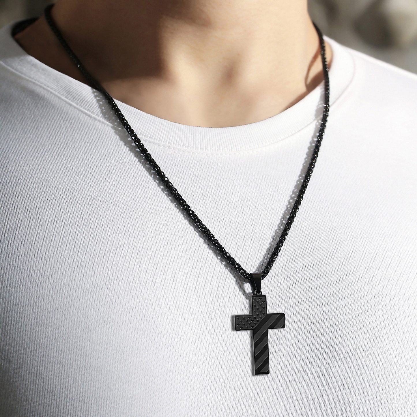 Flag Cross Verse Necklace