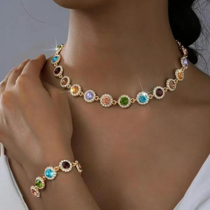 Colorful Circles Necklace And Bracelet Set