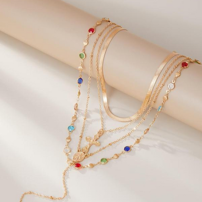 4 Piece Vintage Cross Layered Necklace