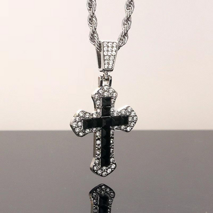 Iced Black Cross Necklace