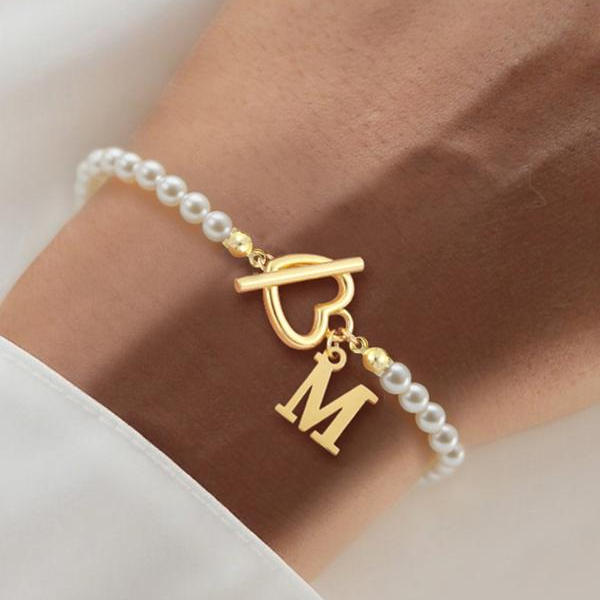 Initial Heart Toggle Bracelet