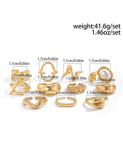 11pc Dainty Irregular Stacking Rings Set
