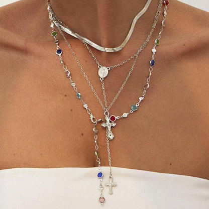 4 Piece Vintage Cross Layered Necklace