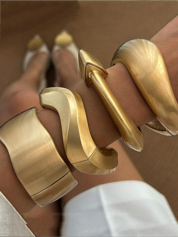 4pc Wavy Cuff Bracelet Set