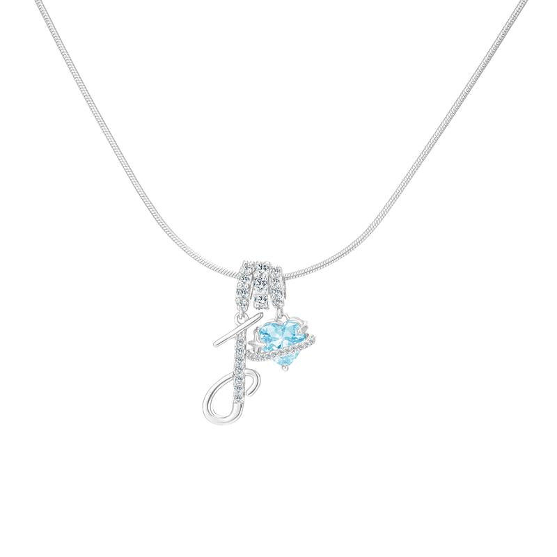 14k Initial Heart Charm Necklace