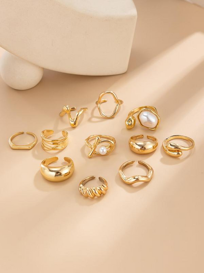 11pc Dainty Irregular Stacking Rings Set