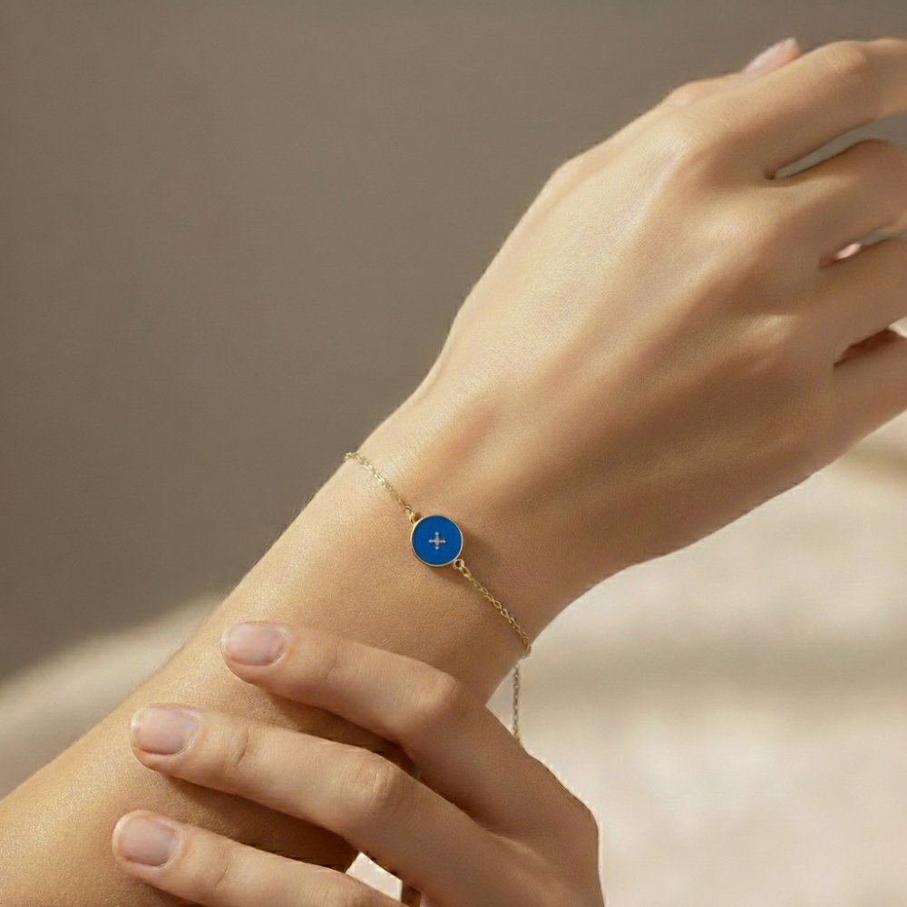 18k Dainty Cross Bracelet